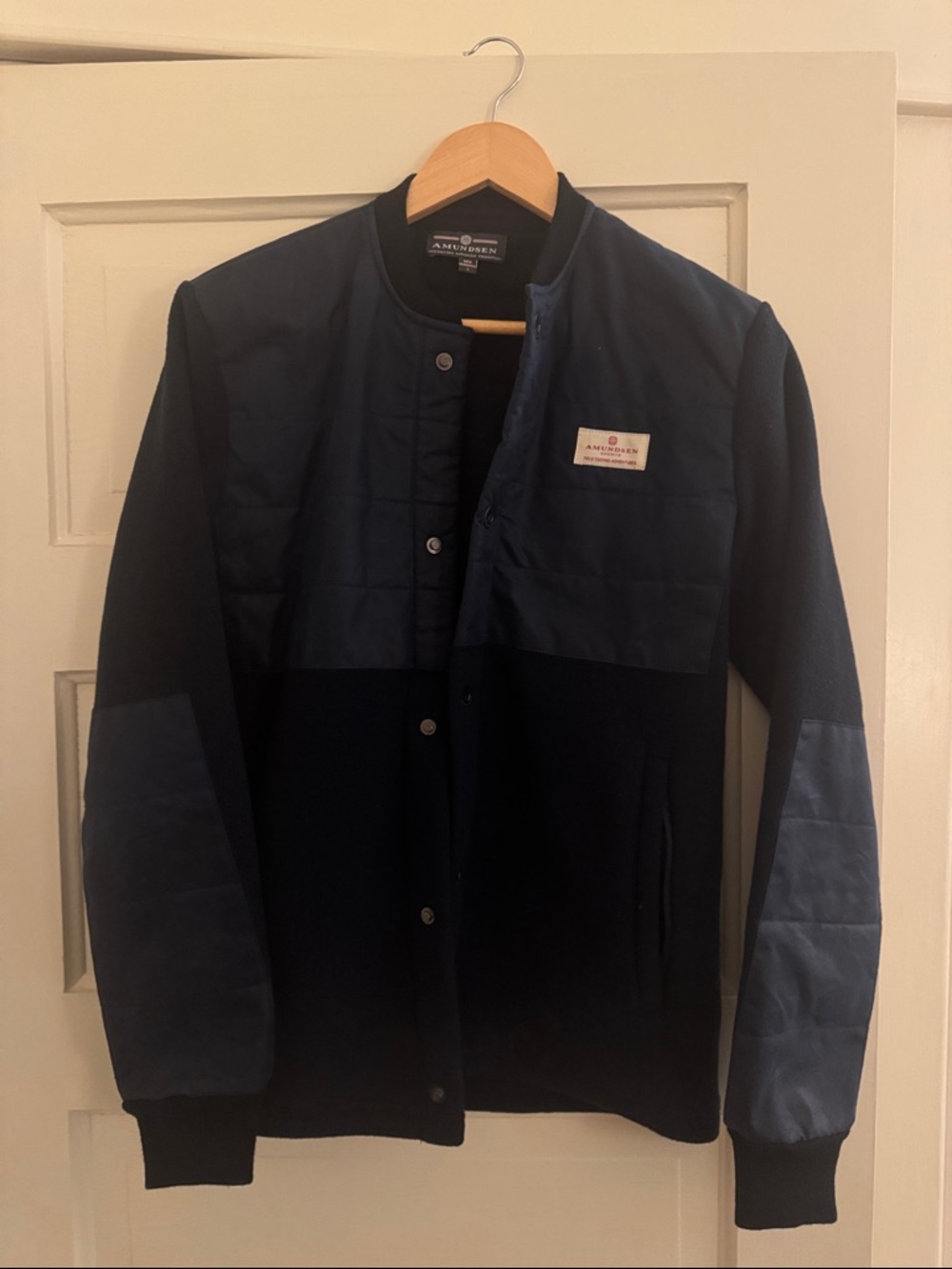 Amundsen Navy Quilted-Panel Lightweight Shirt Jacket